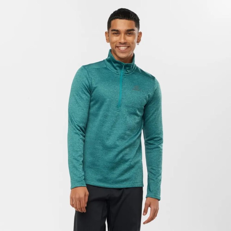 Pánské Mikiny Salomon Essential Lightwarm Seamless Half Zip Tyrkysové | CZ 47AGCIR